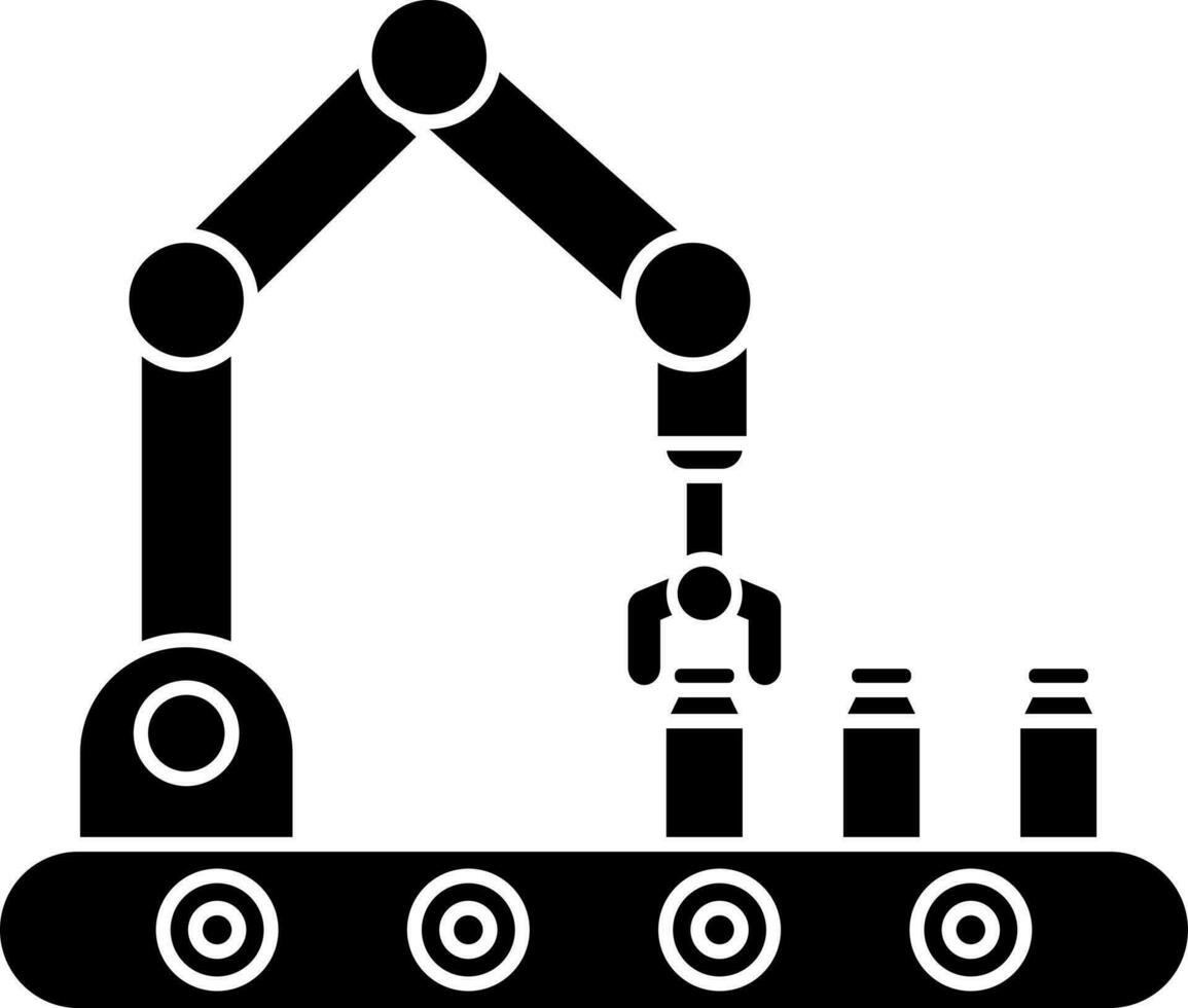 Robotic arm with conveyor belt icon. Futuristic technology concept. vector