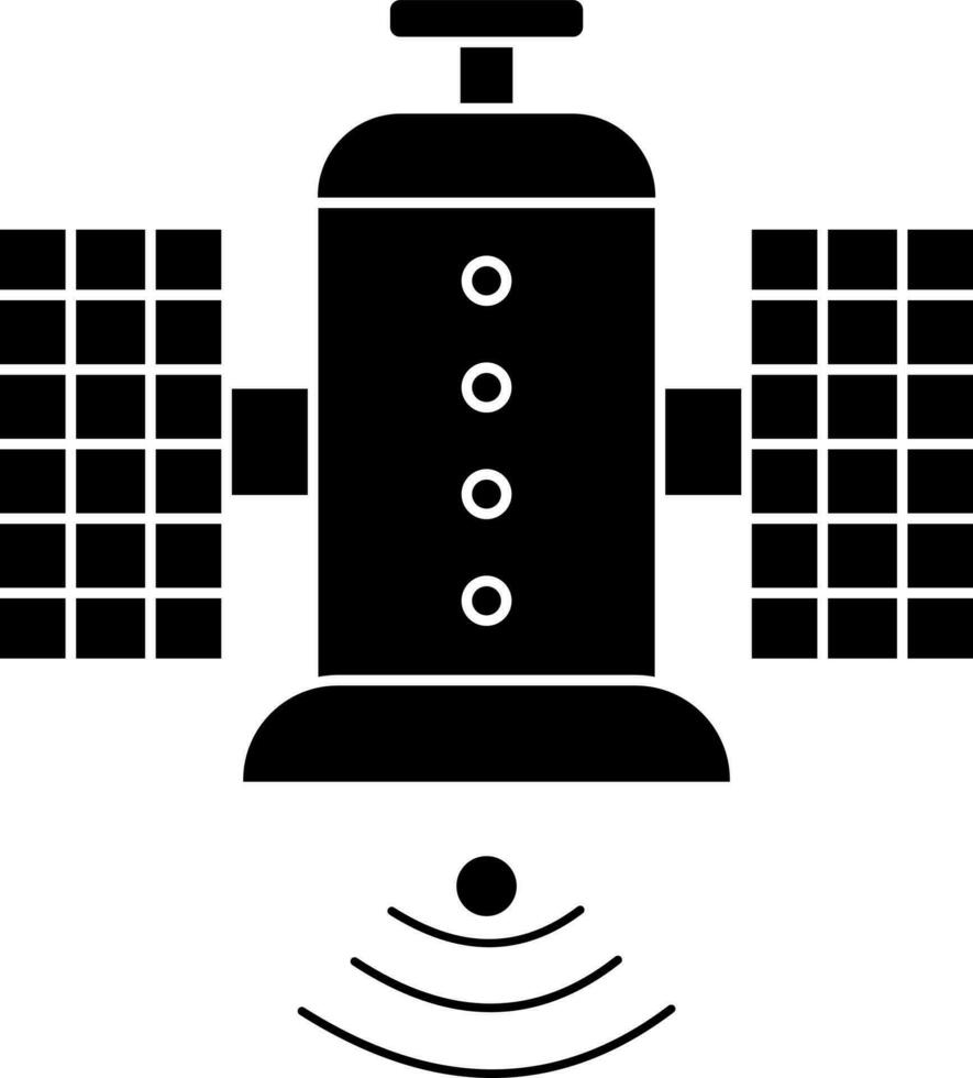 Black and White satellite glyph icon or symbol. vector