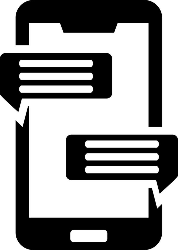 Online chatting with smartphone icon in Black and White color. vector