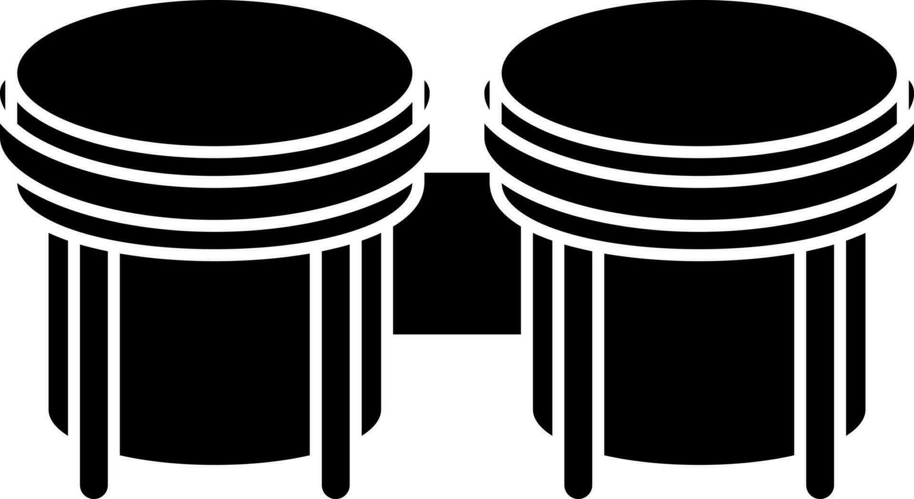 Flat illustration of bongos icon in Black and White color. vector