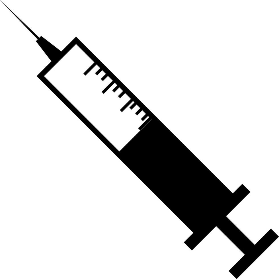 Black and White syringe in flat style. vector