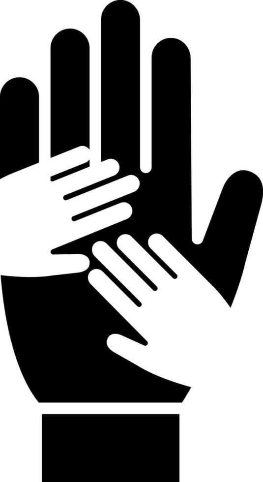 Child's help or caring hands icon in Black and White color. vector