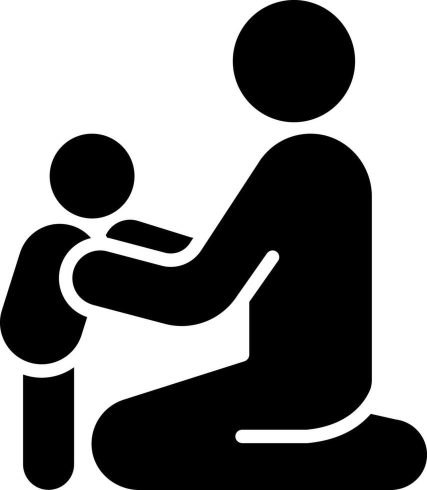 Human caring a little child icon in Black and White color. vector