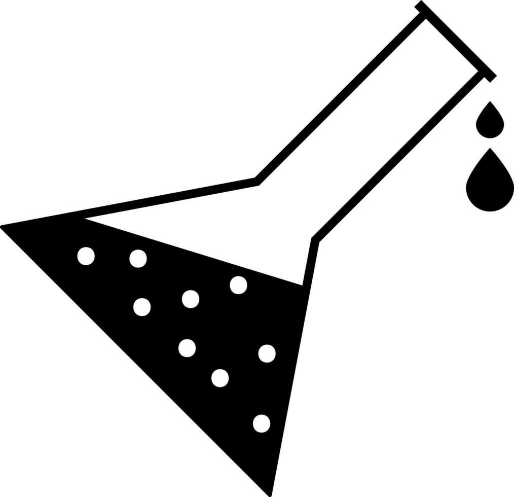 Black and White beaker with drops in flat style. vector