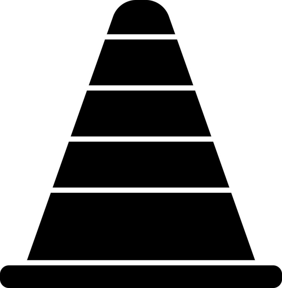Black and White construction cone icon in flat style. vector