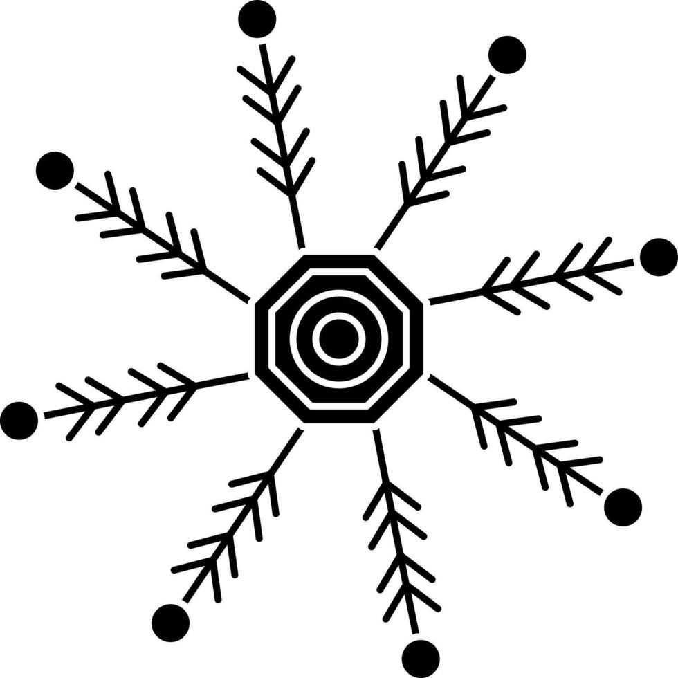 Black and White snowflake icon in flat style. vector