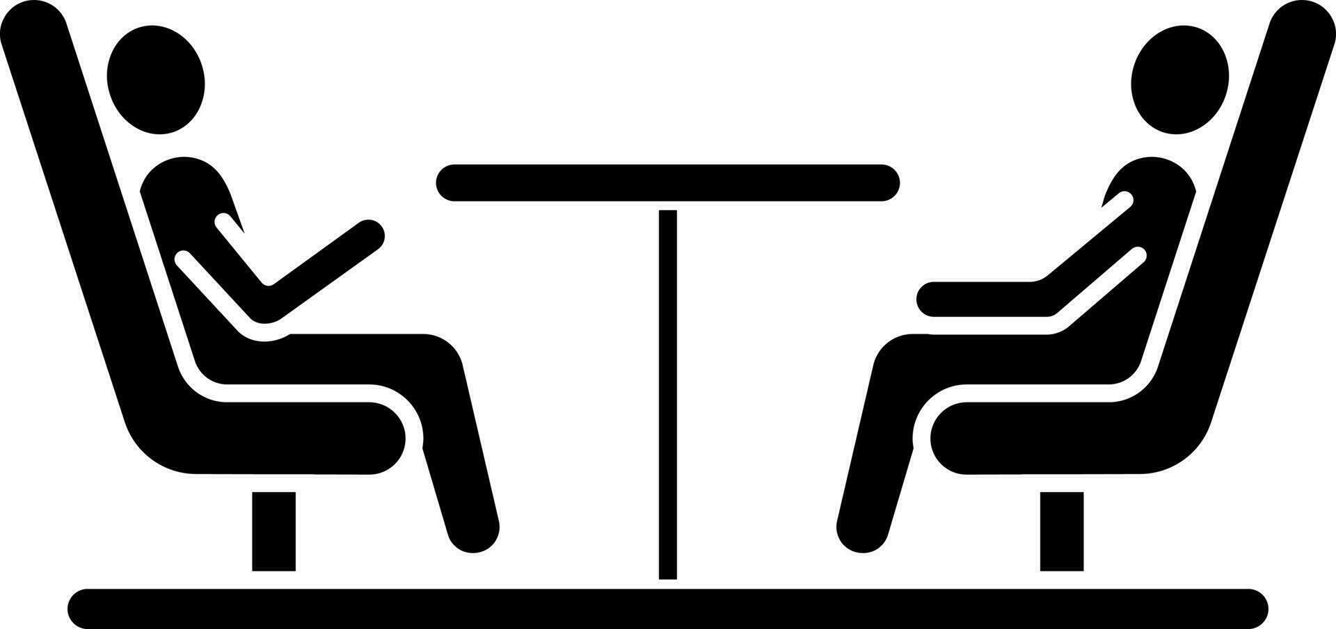 People with dinning table lifestyle concept. Glyph icon or symbol. vector