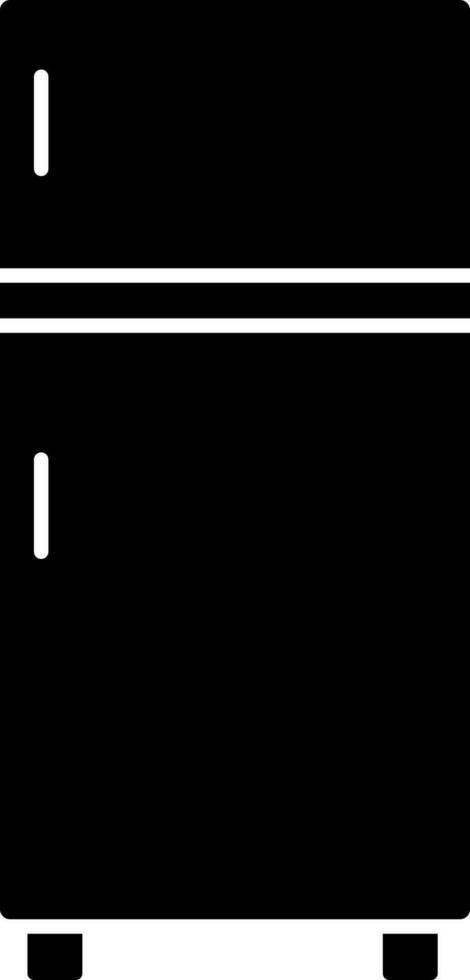 Black and White refrigerator icon or symbol. vector