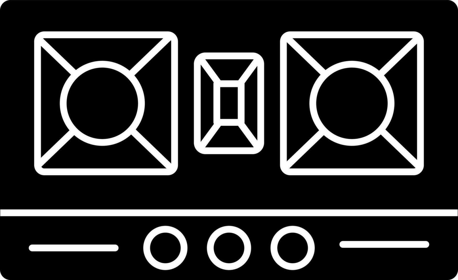 Flat style, Black and White gas stove icon. vector