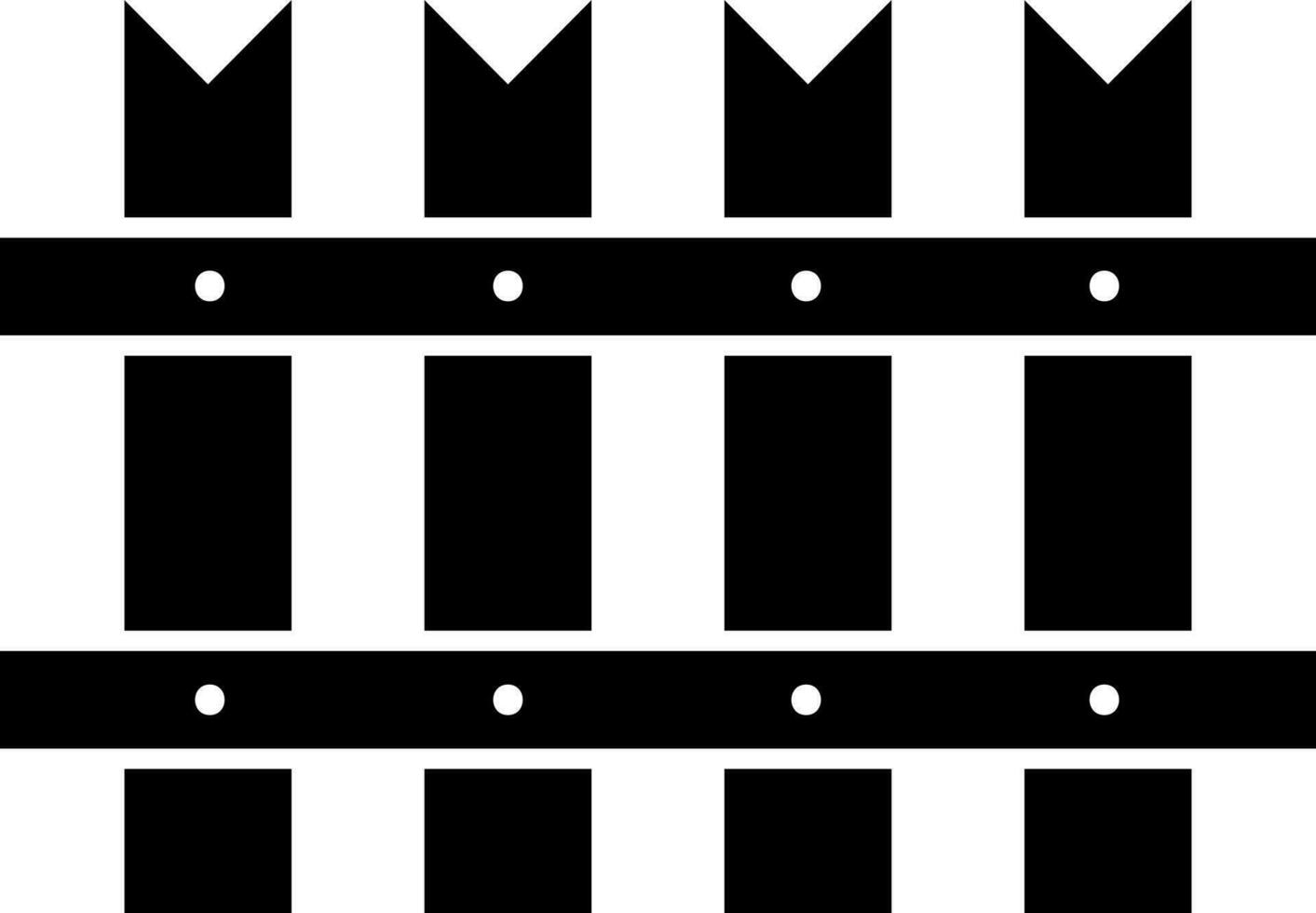 Black and White fence in flat style. Glyph icon or symbol. vector