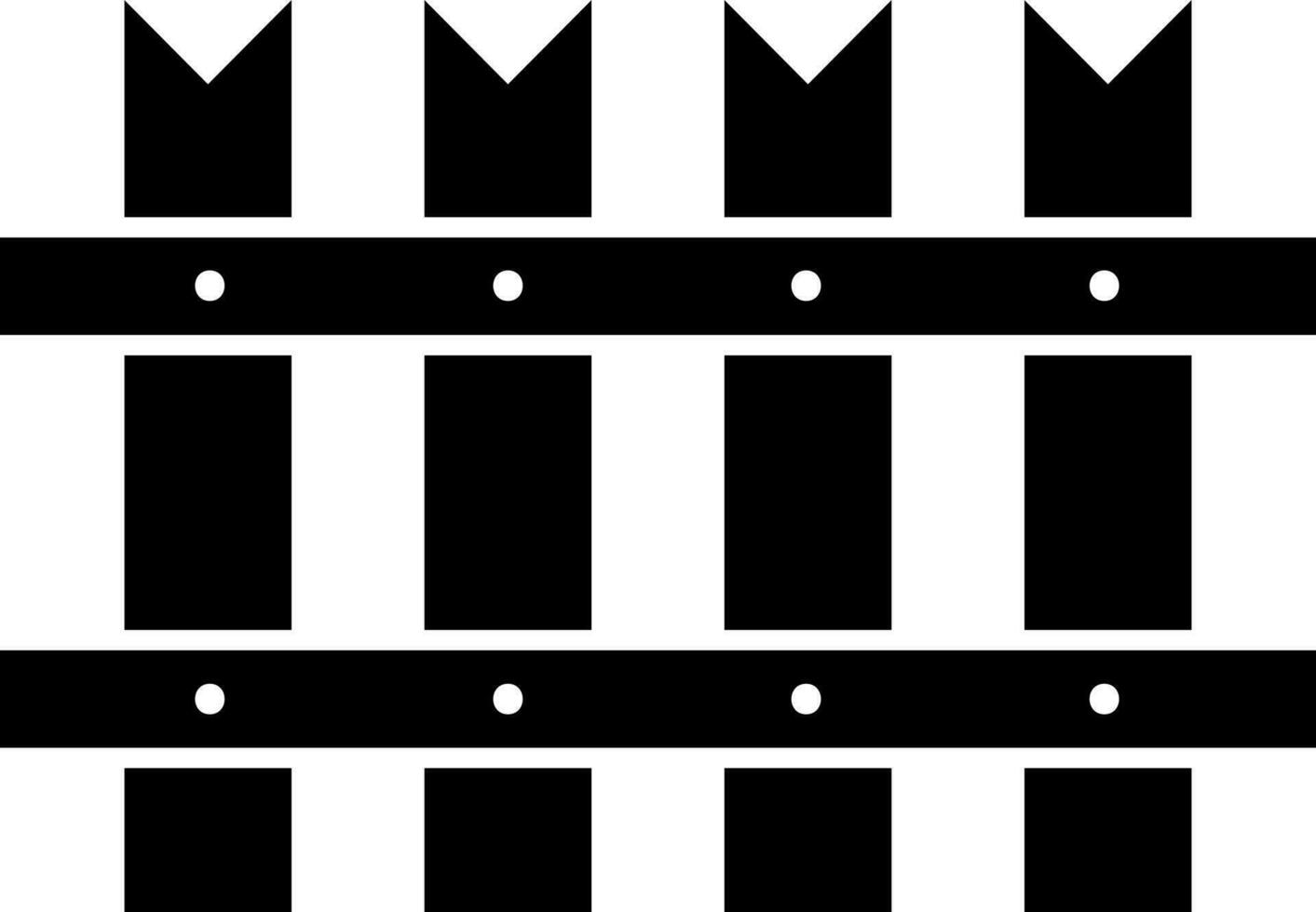 Black and White fence in flat style. Glyph icon or symbol. vector