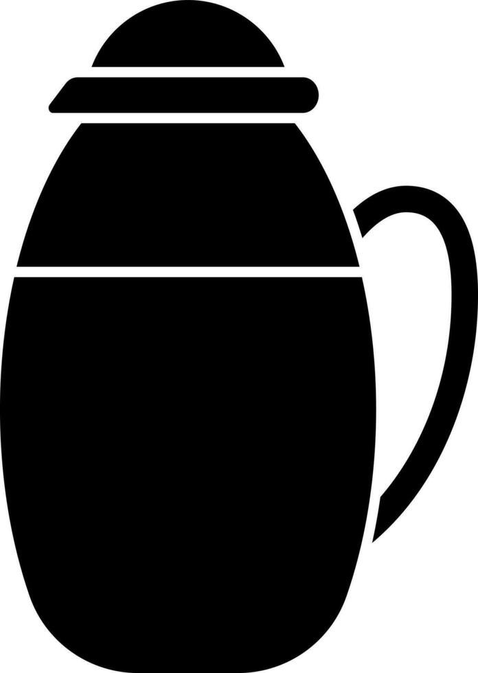 Glyph icon or symbol of pitcher in black color. vector