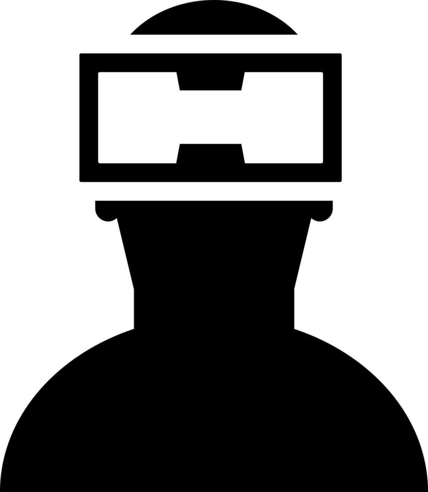 Human wearing vr glasses icon for virtual reality concept. vector