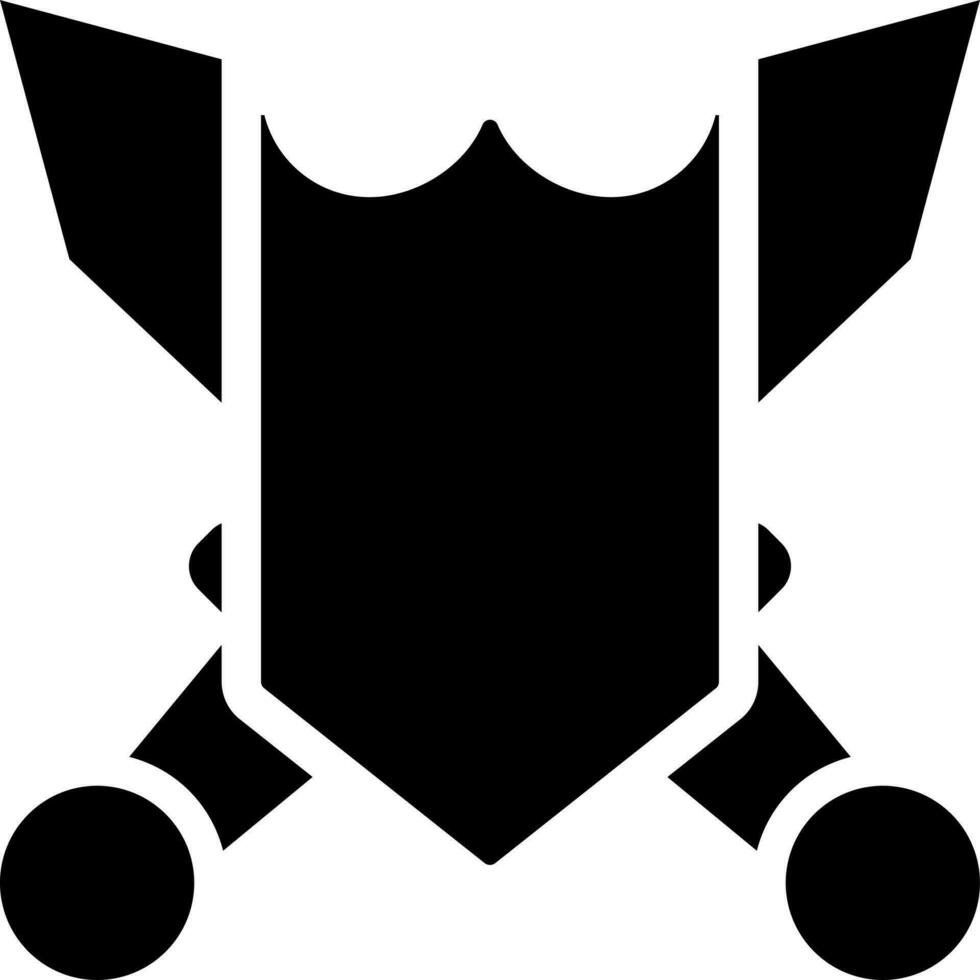 Shield with swords icon for warrior security concept. vector