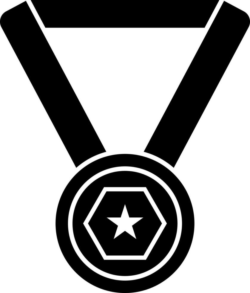 medalla icono o símbolo en negro y blanco color. vector