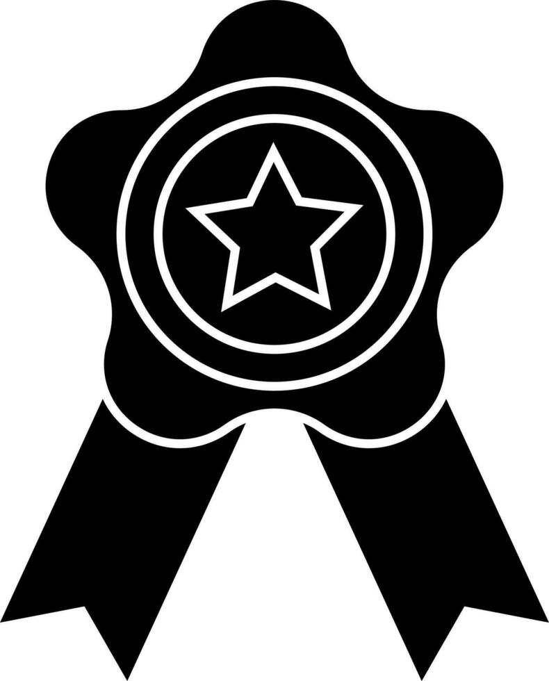 Black and White badge icon in flat style. Glyph sign or symbol. vector