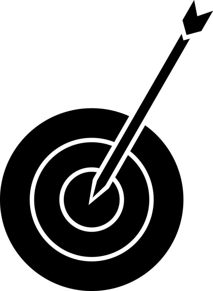 Dartboard with arrow icon in Black and White color. vector