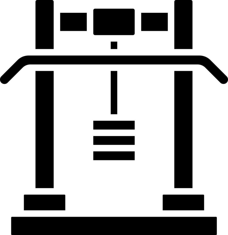 Gym lat machine icon in Black and White color. vector