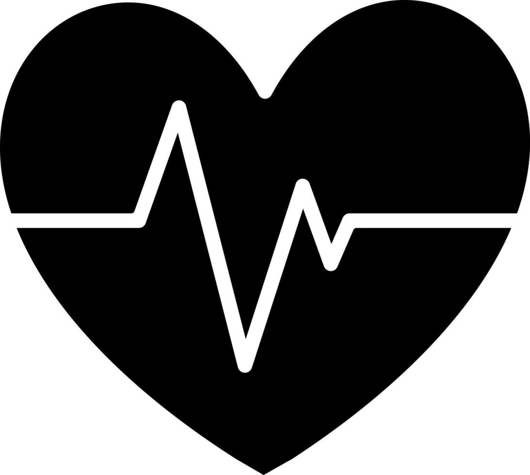 Black and White illustration of heartbeat icon. vector