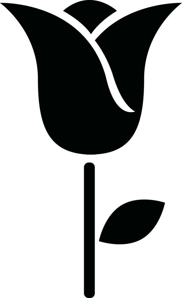 Black and White illustration of Rose Flower icon. vector