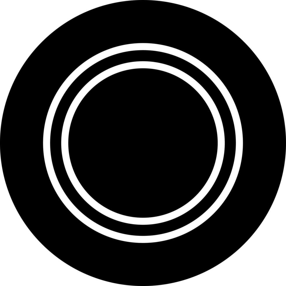 Black and White plate icon in flat style. vector