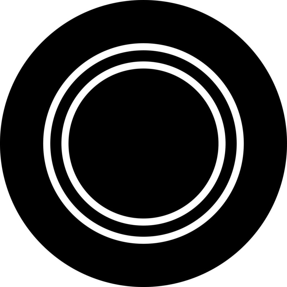 Black and White plate icon in flat style. vector