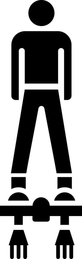 Man wearing flying shoe icon in Black and White color. vector