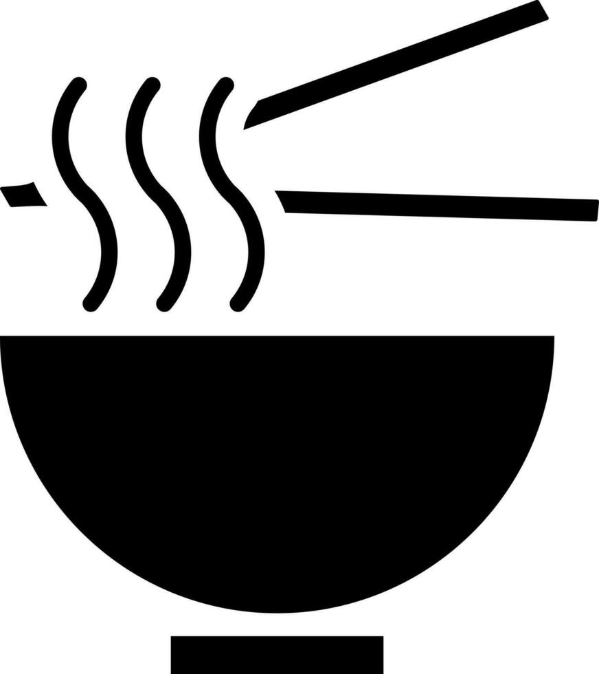 Noodles bowl with chopstick. Glyph icon. vector