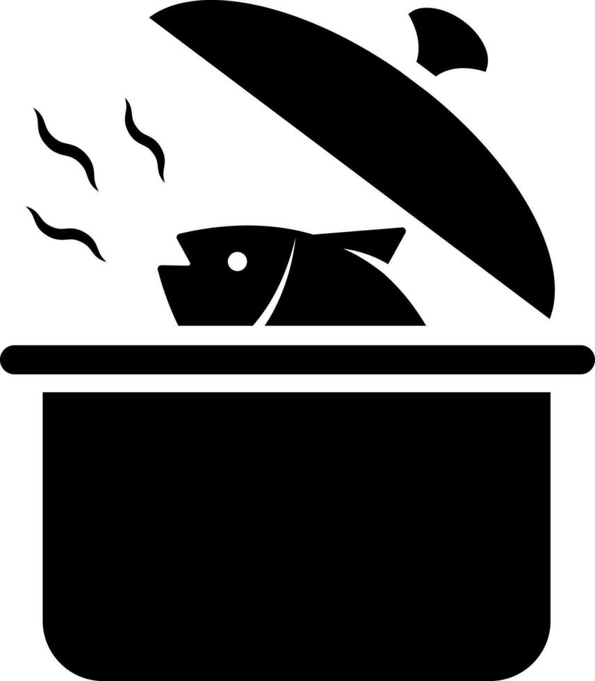 pescado comida en cazuela icono o símbolo. vector