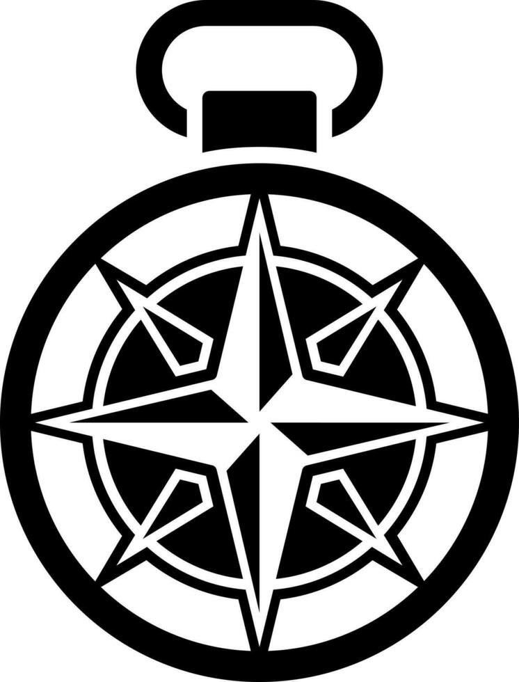 Black and White illustration of compass icon. vector