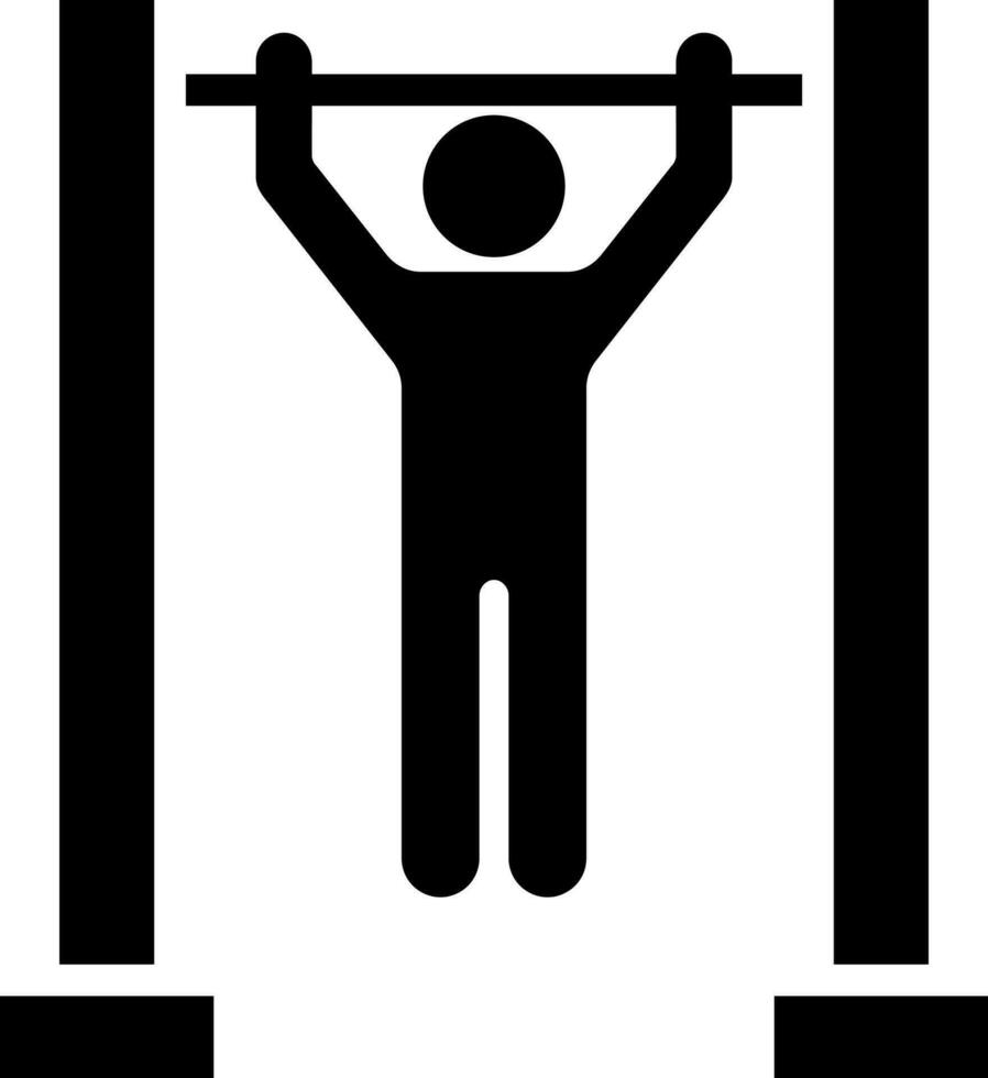 Man doing pull ups exercise sign or sumbol. vector