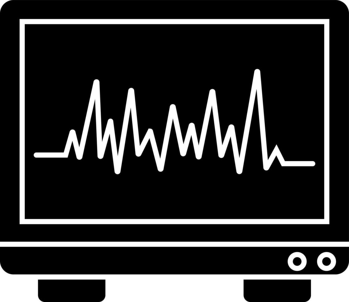 Isolated Black and White cardiogram icon in flat style. vector