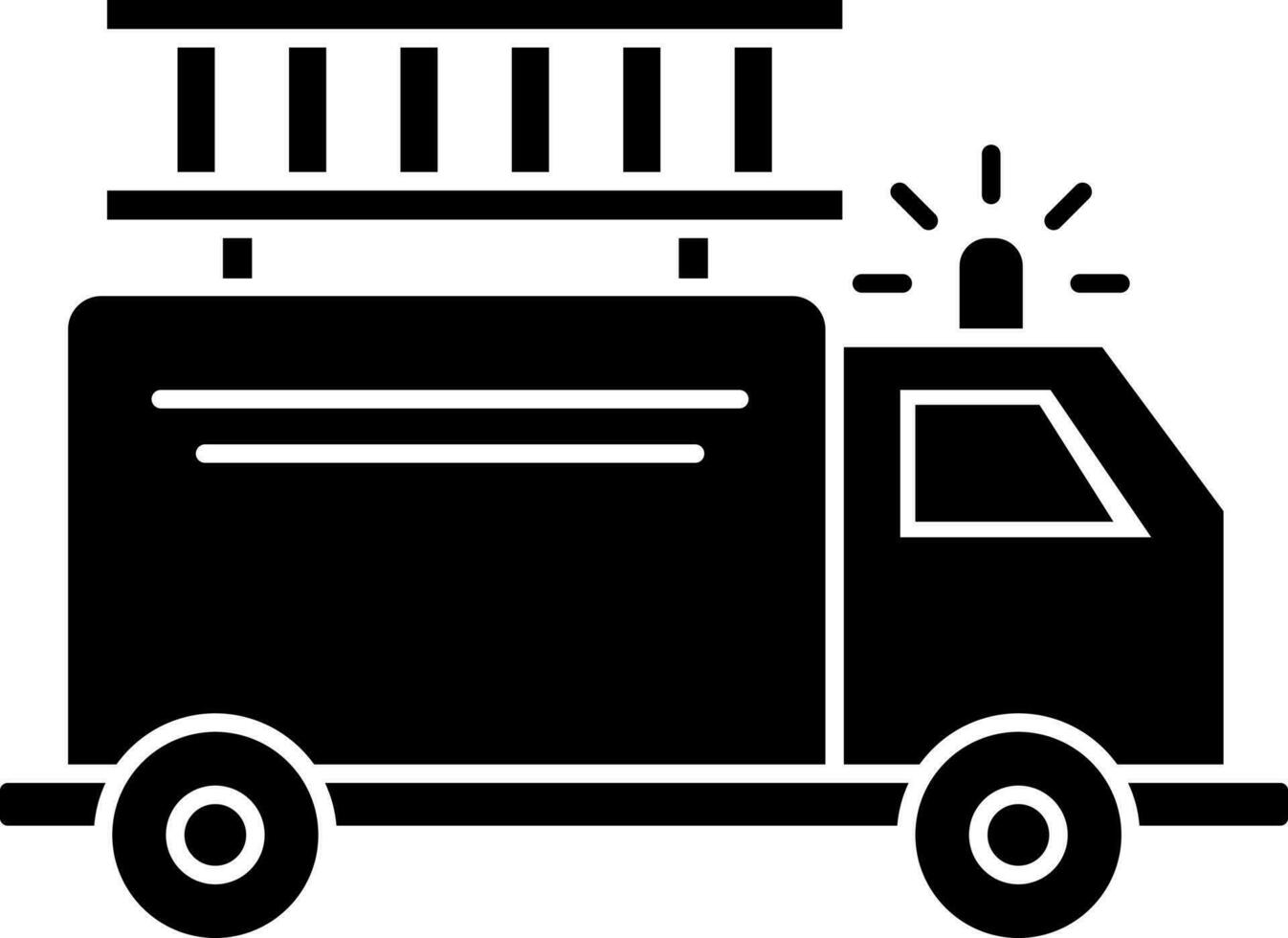 Black and White fire truck or engine icon in flat style. vector