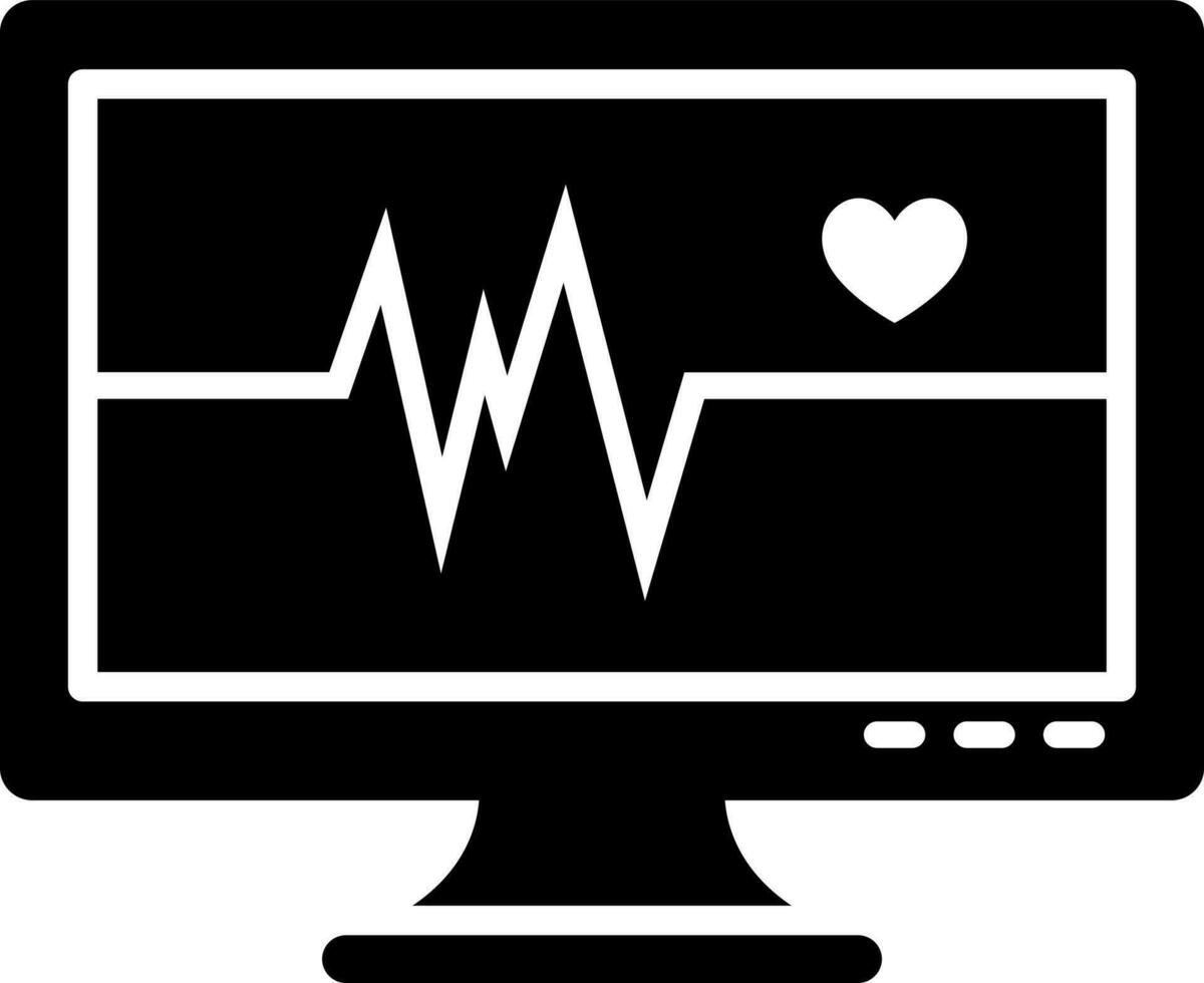 ECG monitor icon in Black and White color. vector