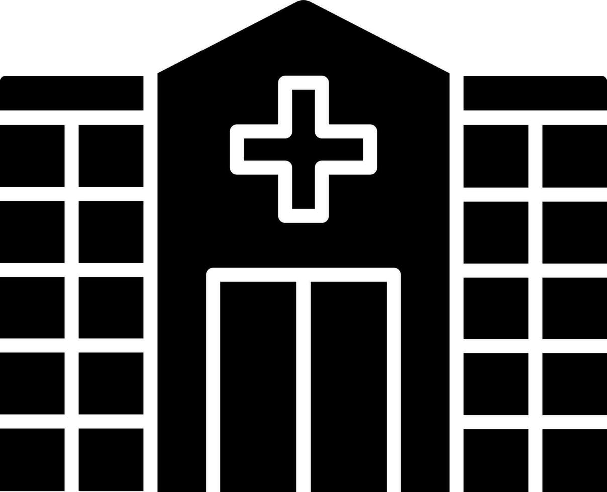 Black and White illustration of hospital icon. vector