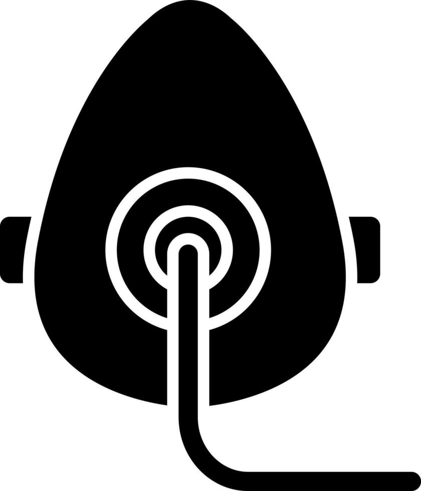 Black and White oxygen mask icon or symbol. vector