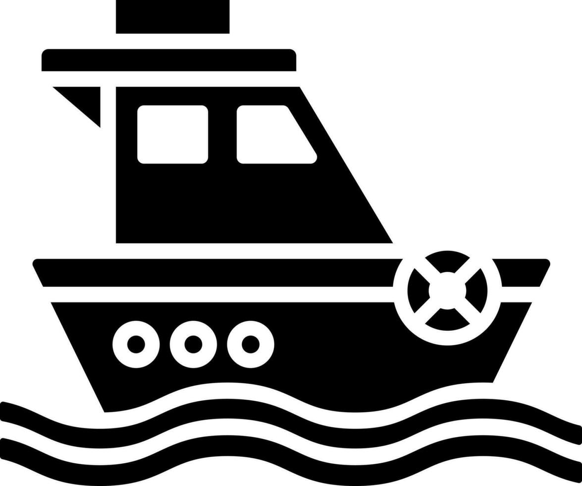 Black and White illustration of rescue boat icon. vector