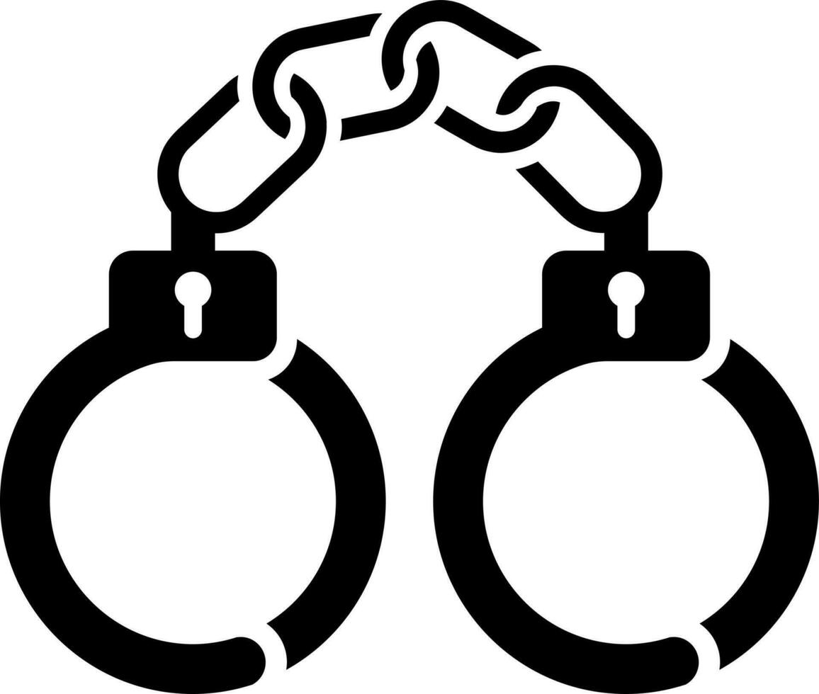 Black and White illustration of handcuffs icon. vector