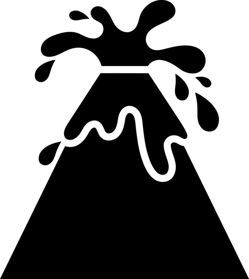 Black and White illustration of volcano icon. vector