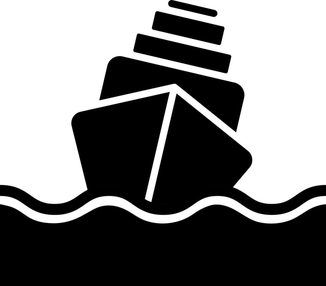 Flood or sinking ship glyph icon. vector