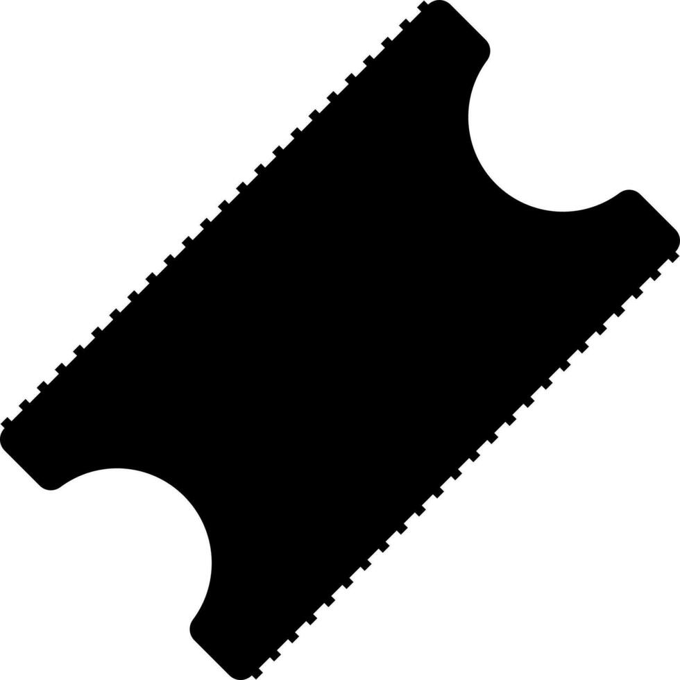 Black and White ticket coupon icon in glyph style. vector