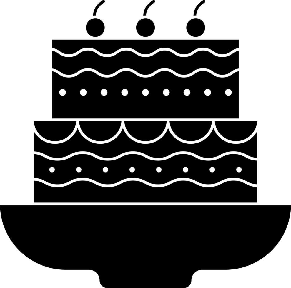 Black and White cake icon or symbol in flat style. vector