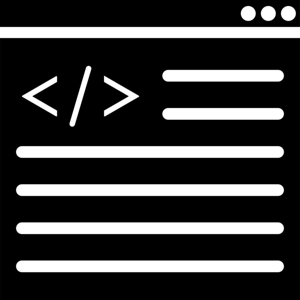 programación página icono en negro y blanco color. vector
