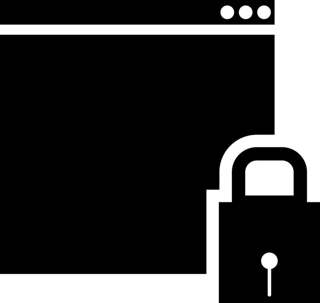 Web security or website lock glyph icon. vector