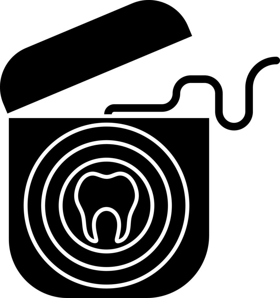 ilustración de dental seda floja icono en negro y blanco color. vector