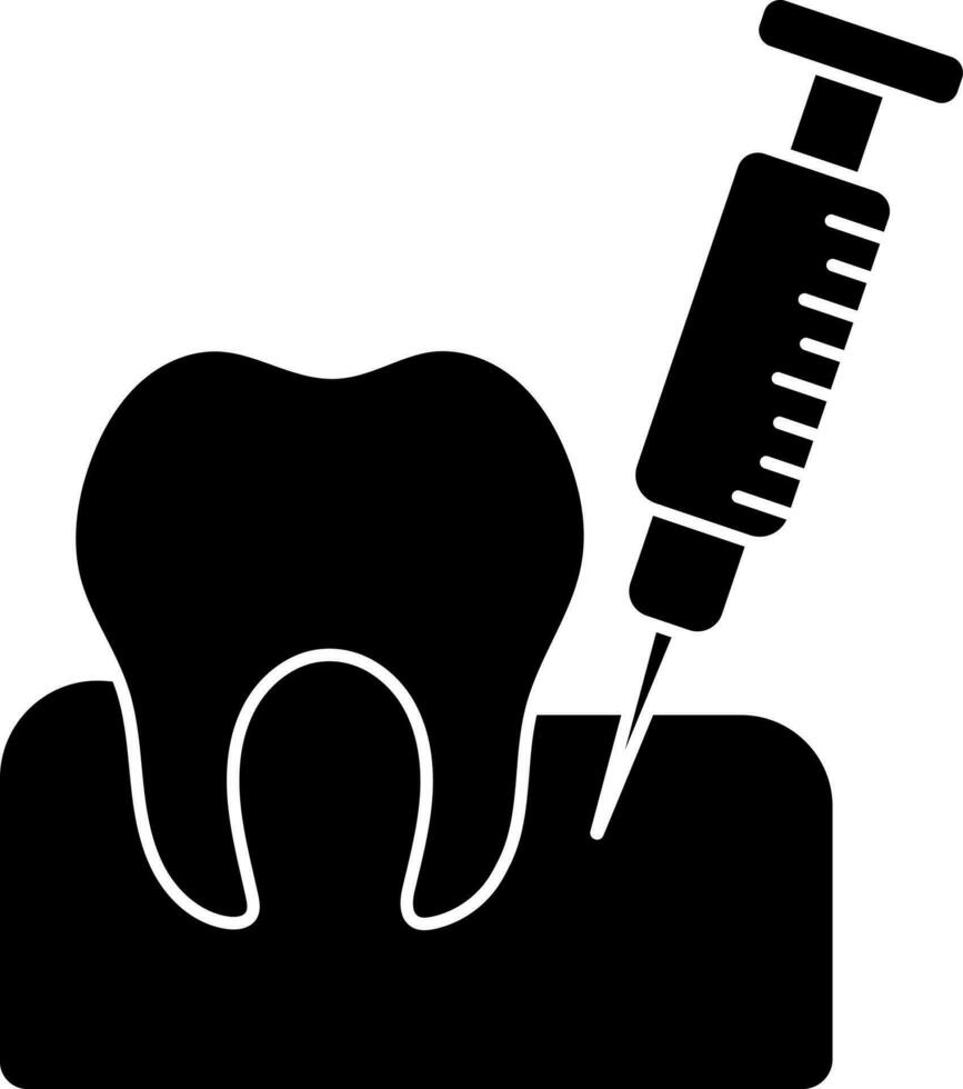 Glyph icon gum injection for dental anesthsia. vector