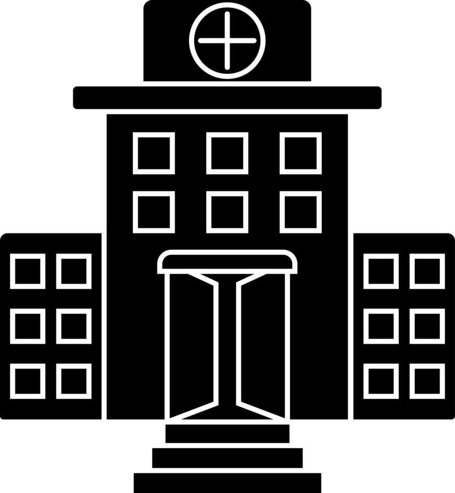 Isolated Black and White hospital building icon. vector