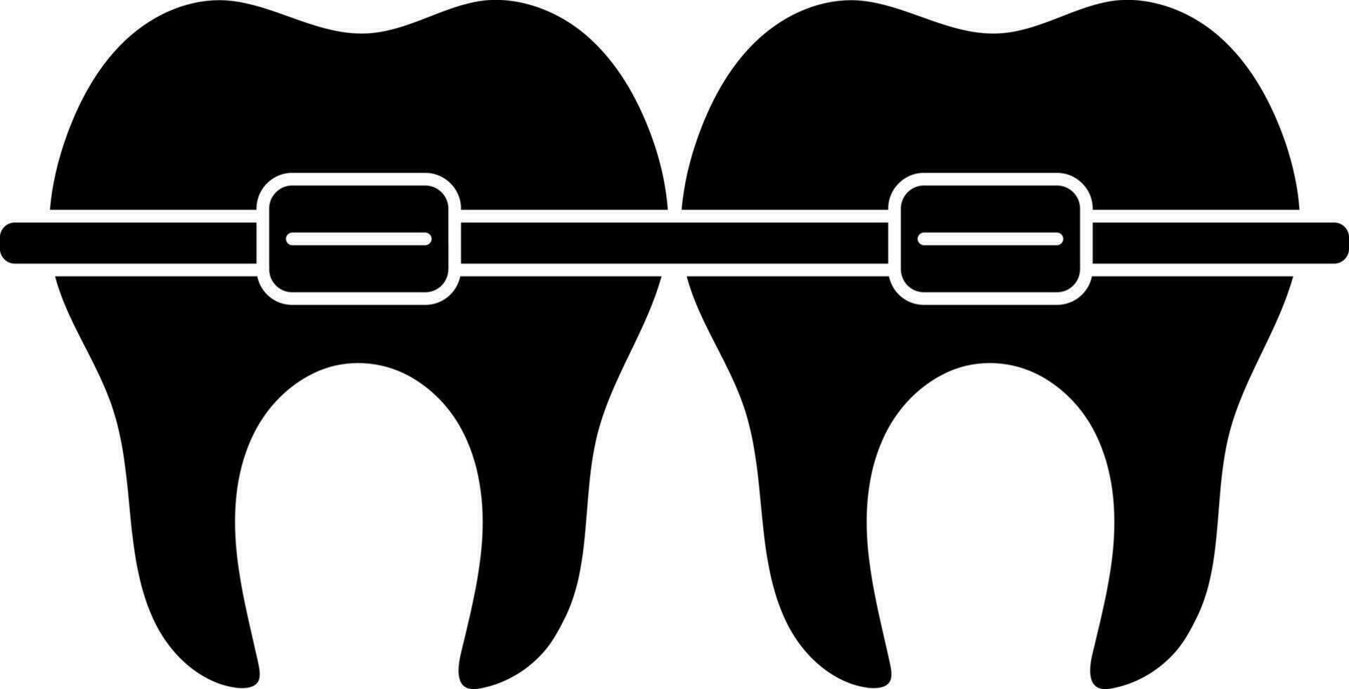 Black and White teeth braces in flat style. vector