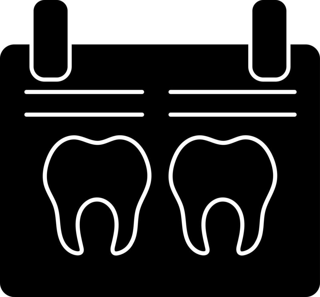 plano estilo dental X- rayo icono en negro y blanco color. vector