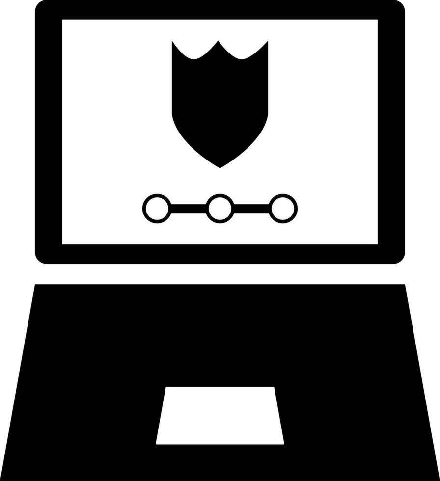 Cyber security app in laptop icon. vector